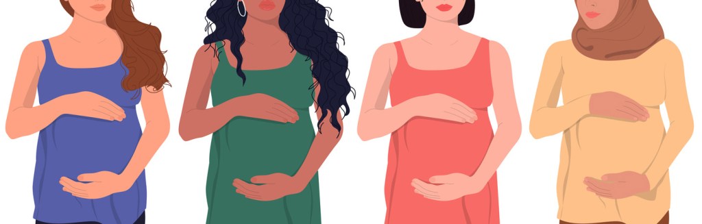 illustration of four women who are pregnant 